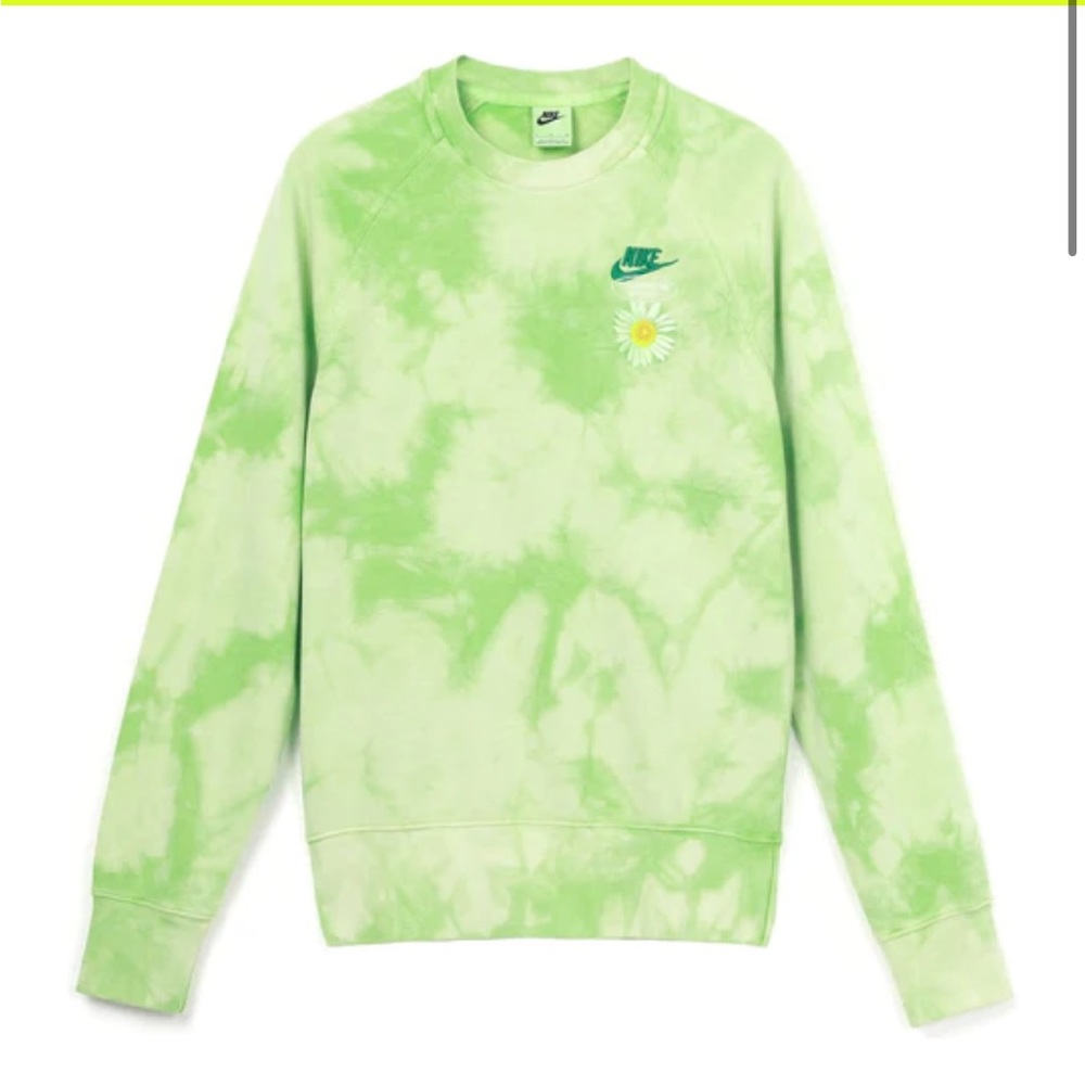 Men's Nike Sportswear Tie Dye Daisy Embroidered Round Neck Bright Green